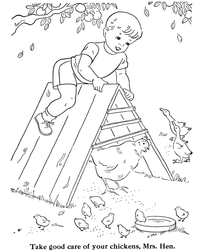 Chicken coop Coloring page | Broderie