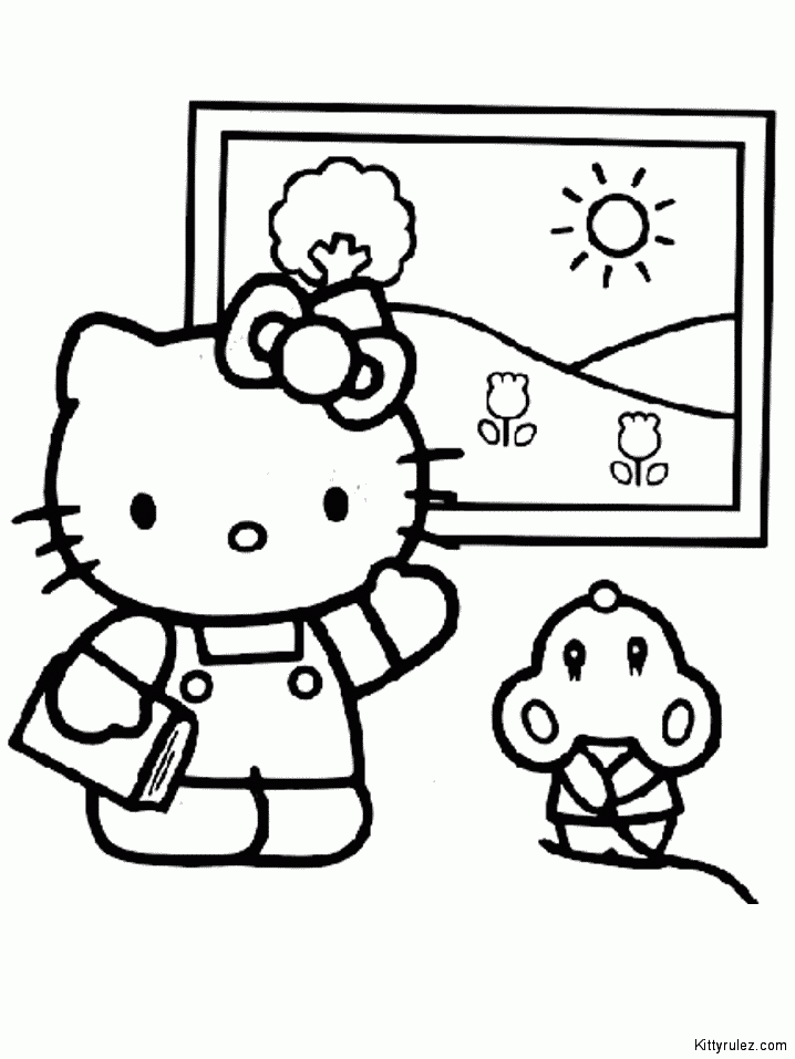 thumbs hello kitty coloring draw lets paint the world