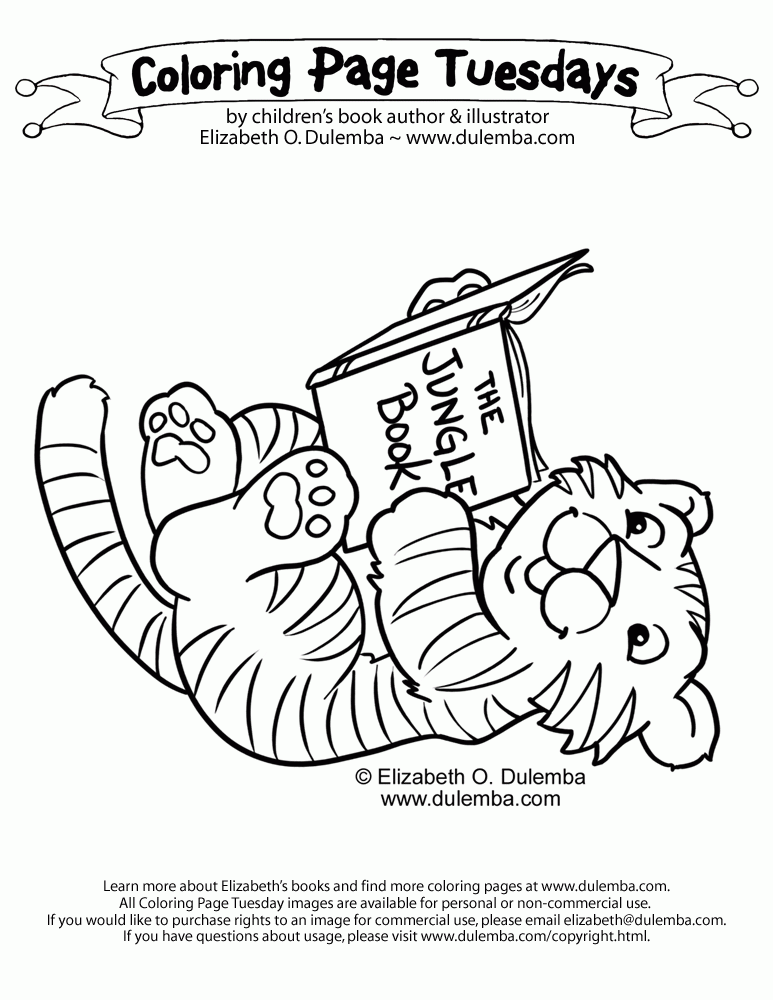  Coloring Page Tuesdays - Baby Tigers love to read!