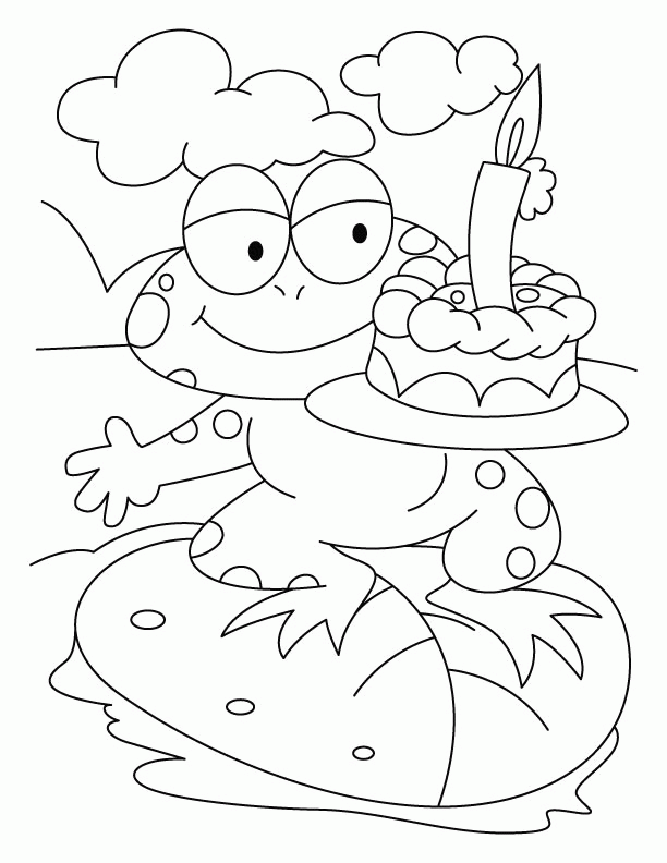 A frog with cake coloring pages | Download Free A frog with cake