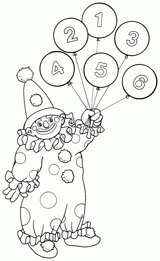 Clown with balloons | Free Printable Coloring Pages