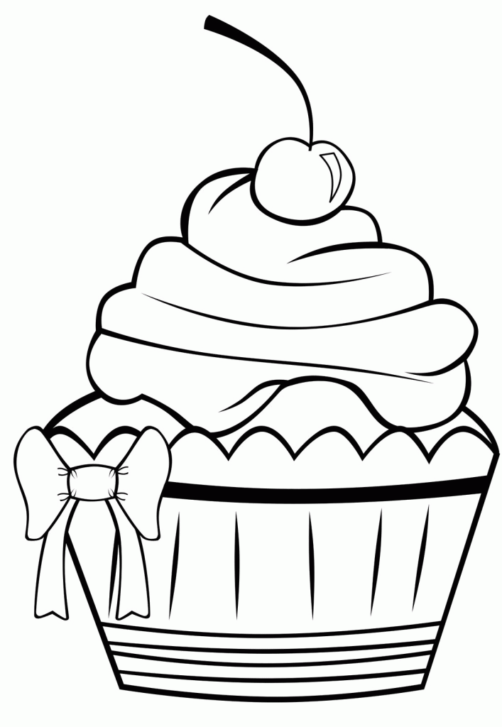 Download The Ornate Ribbon Cupcake Coloring Pages 