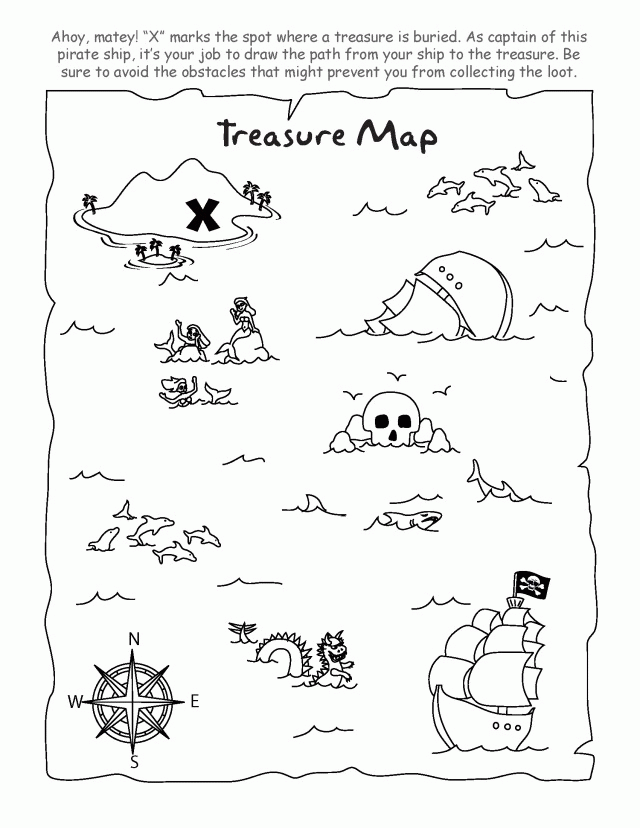 Pirate Treasure Map Coloring Page Coloring Pages Pictures Car
