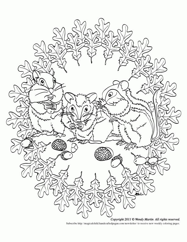 Happy Equinox with a harvest coloring page 