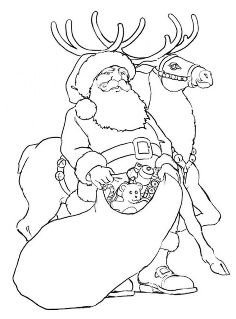 Educational Santa And Rudolph Reindeer Giving Toys Christmas