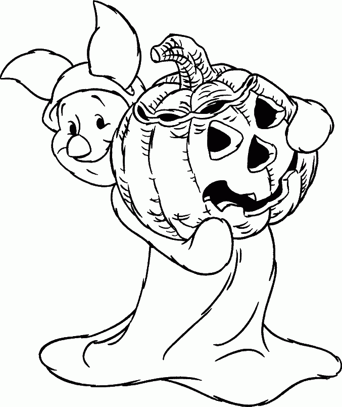 Piglet in a ghost Halloween costum Coloring Pages