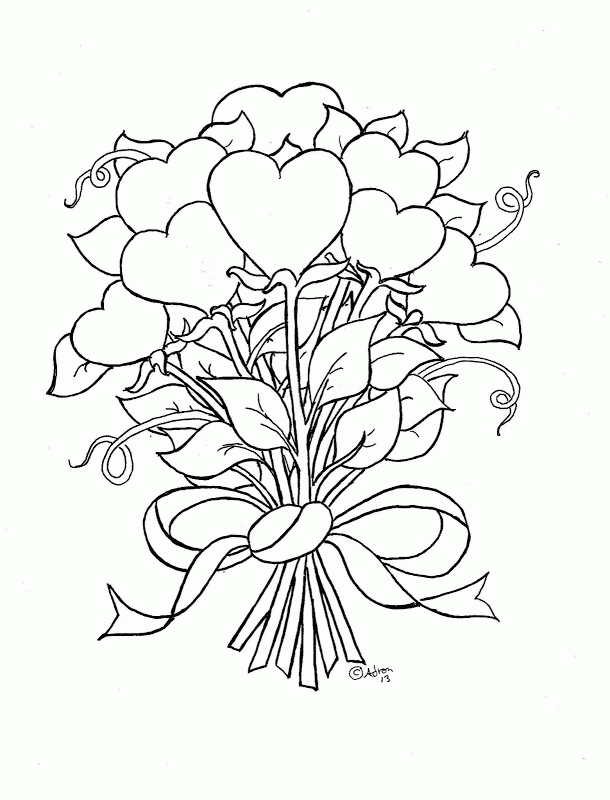 Heart Flower Coloring Pages