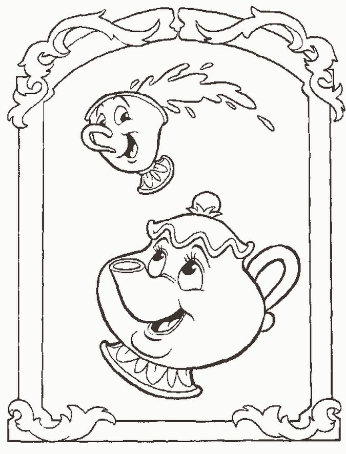 beauty and the beast characters coloring pages chip