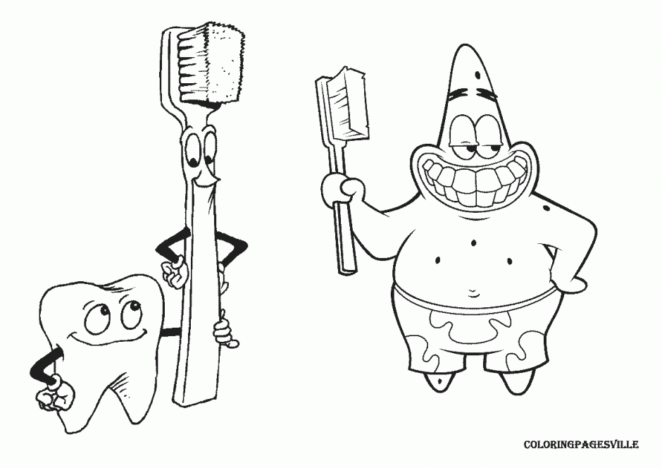 Toothbrush| Coloring Pages for Kids Tooth Coloring Printable Kids