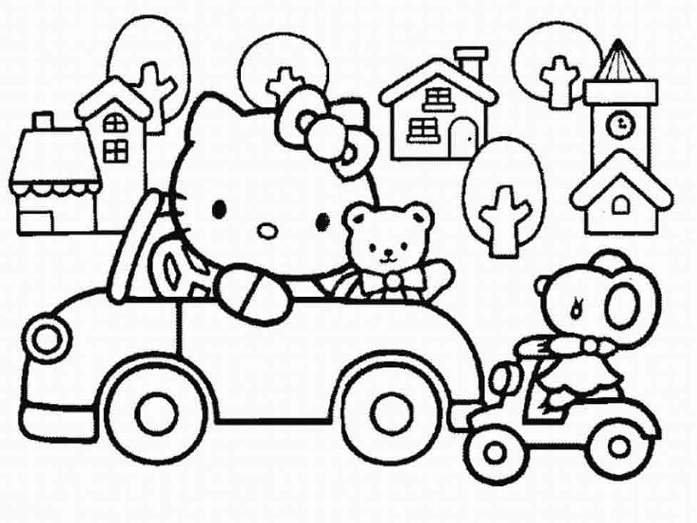 hello kitty sleeping Colouring Pages