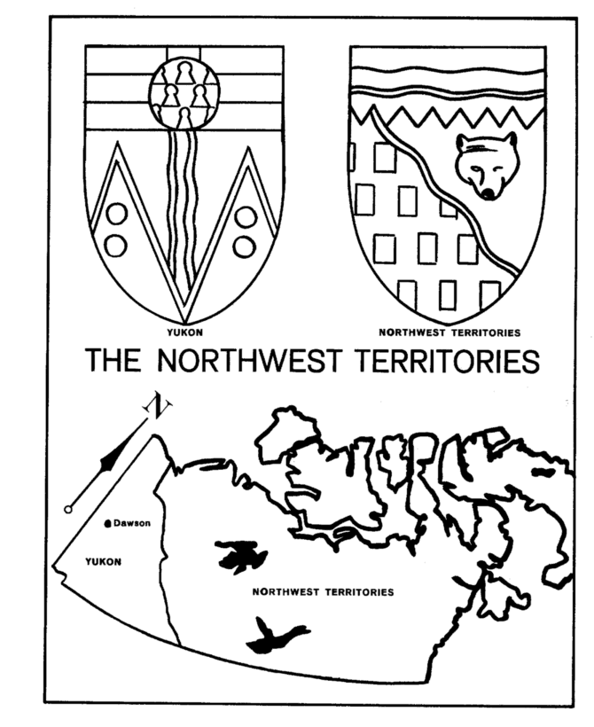 Canada Day Coloring Pages - Northwest Territories - Map / Coat