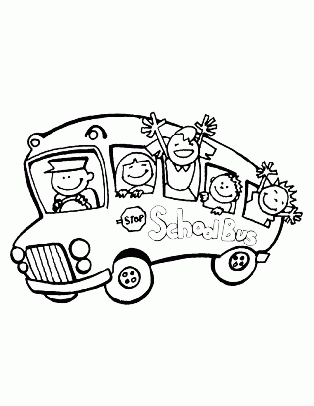 Kids and school bus Coloring pages