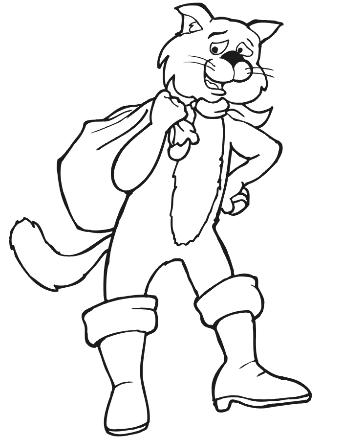Puss In Boots Coloring Page | Puss With His Boots  Sack