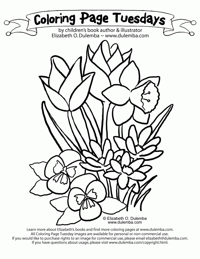  Coloring Page Tuesday - Spring Blooms