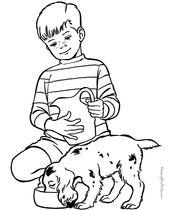 taking care of pets coloring pages - Clip Art Library
