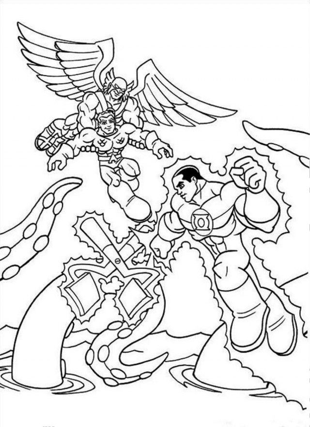 Superfriends Against Monster Coloring Page 