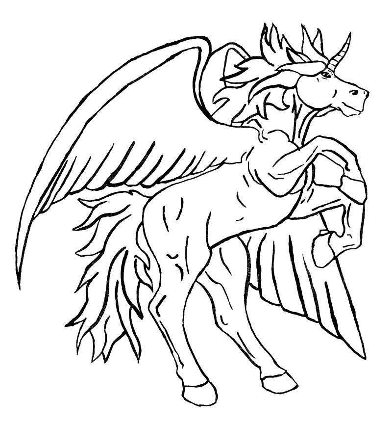 Unicorn Pegasus Coloring Pages Tattoo