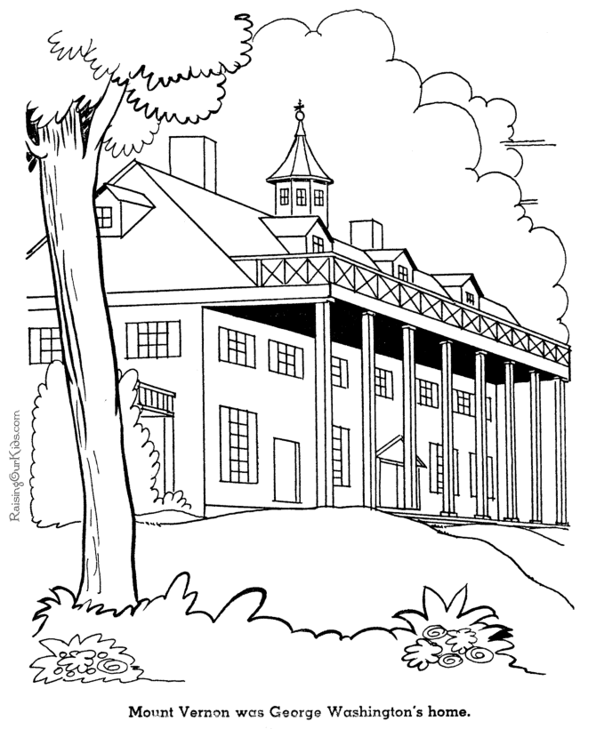 George Washingtons home, Mount Vernon coloring Page