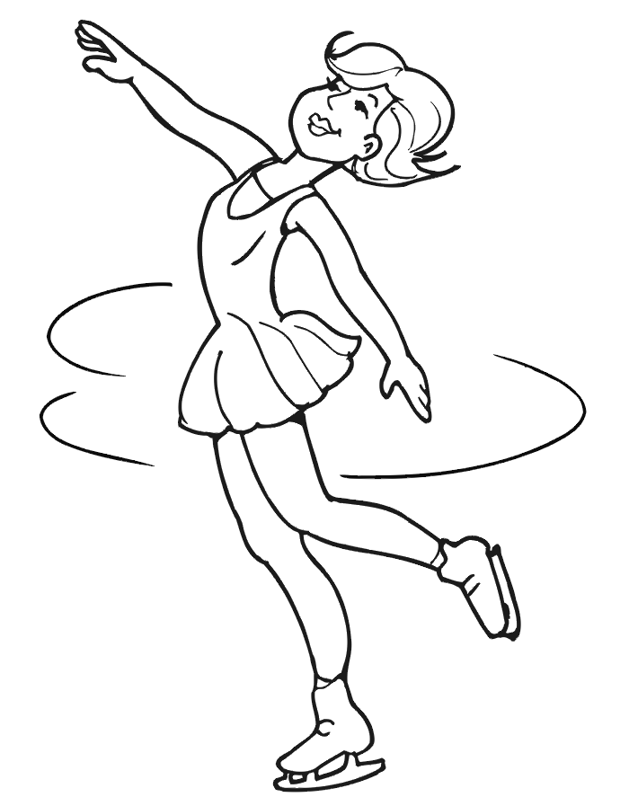 Figure Skating Coloring Page | Spinning Girl Skater