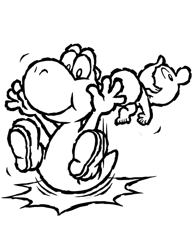 Yoshi With Baby Mario Coloring Page | Free Printable Coloring Pages