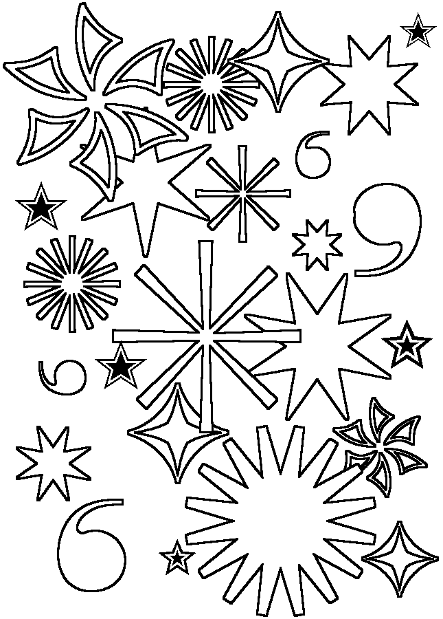 Coloring  Activity Pages: Fireworks Coloring Page