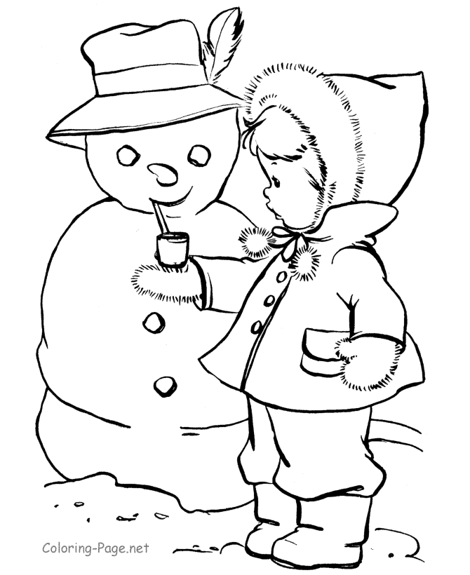 Winter Coloring Book Pages - Snowman coloring