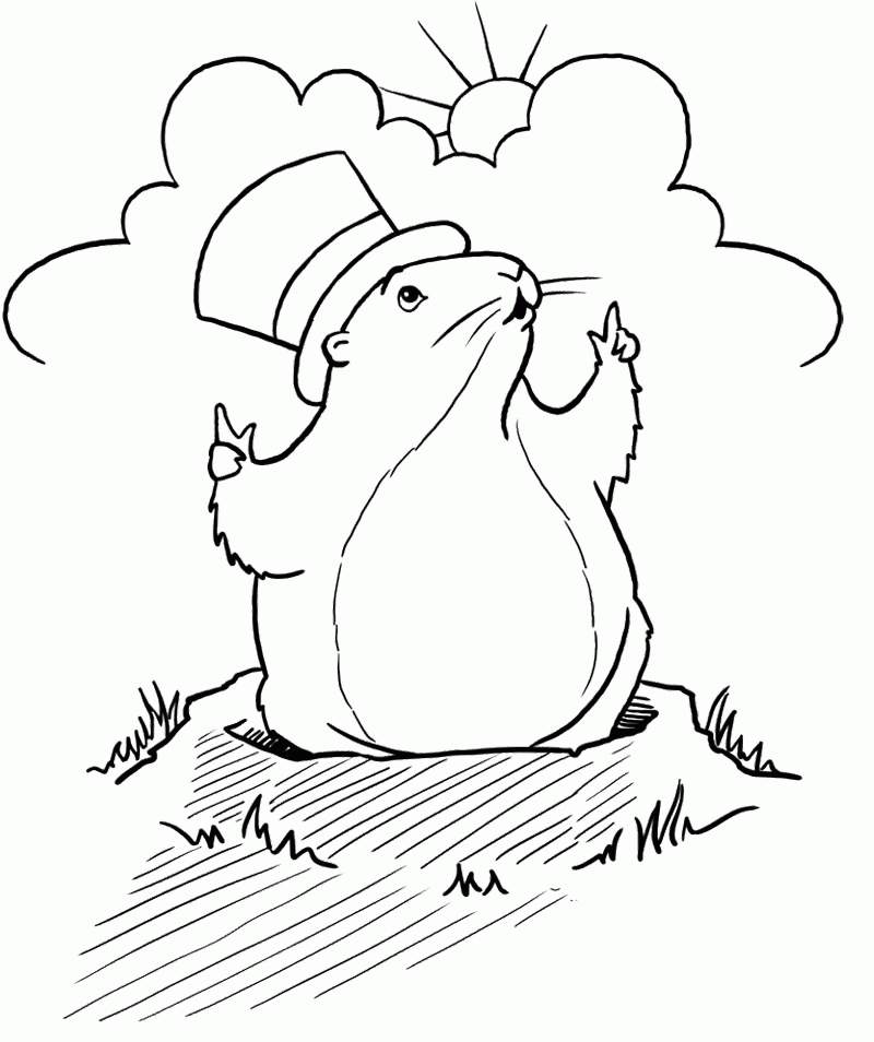 Groundhog Day Coloring Pages : Groundhog Day Wear Large Hats