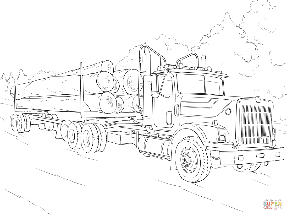 Log Truck coloring page | Free Printable Coloring Pages