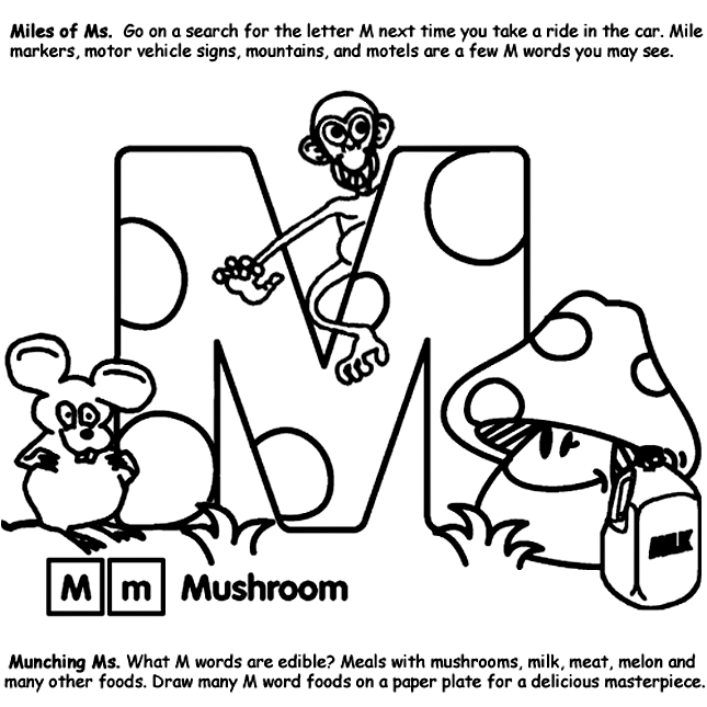 Alphabet M Coloring Page |Clipart Library