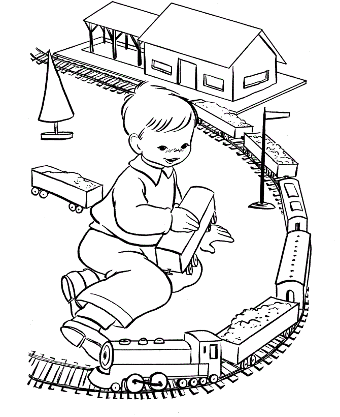 Download Baby Wth Train Toy Coloring Page Or Print Baby With Train