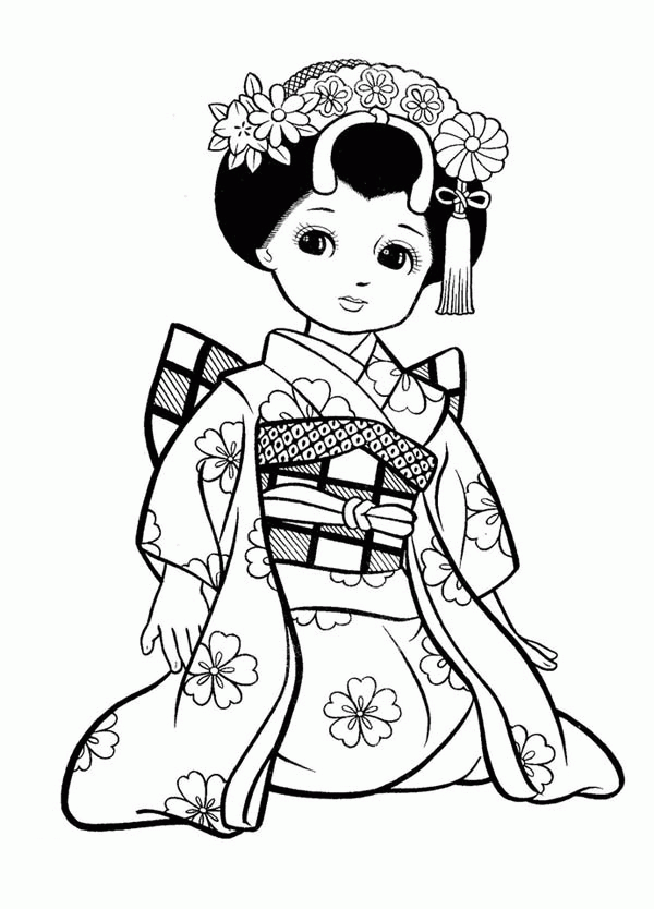 Coloring Page Of Japanese Girls | Coloring Pages For All Ages
