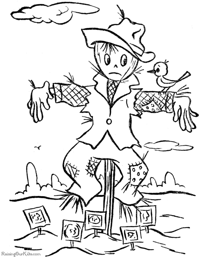Scary Halloween coloring pages - Scarecrow
