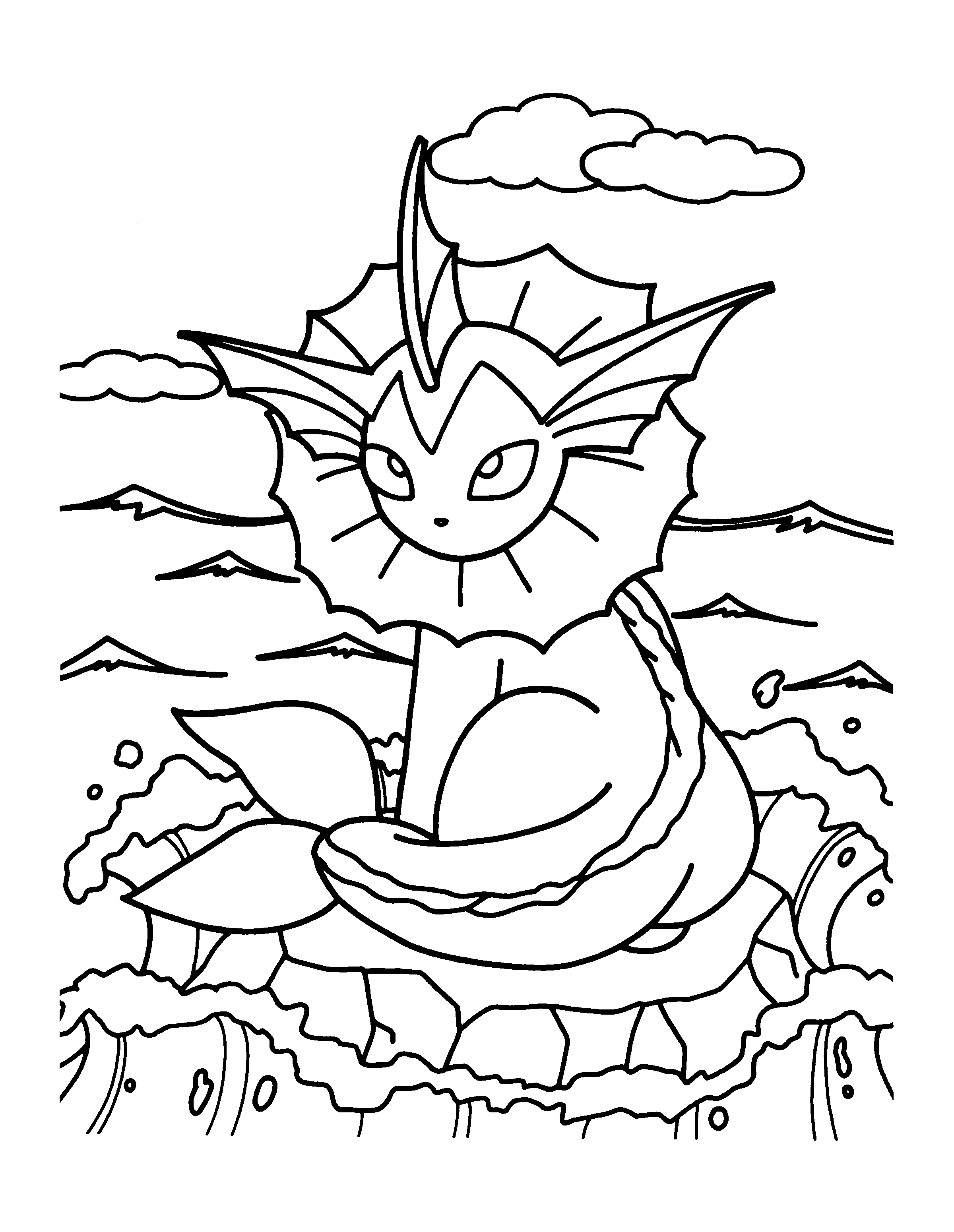 Pokemon Vaporeon Color Pages Clip Art Library
