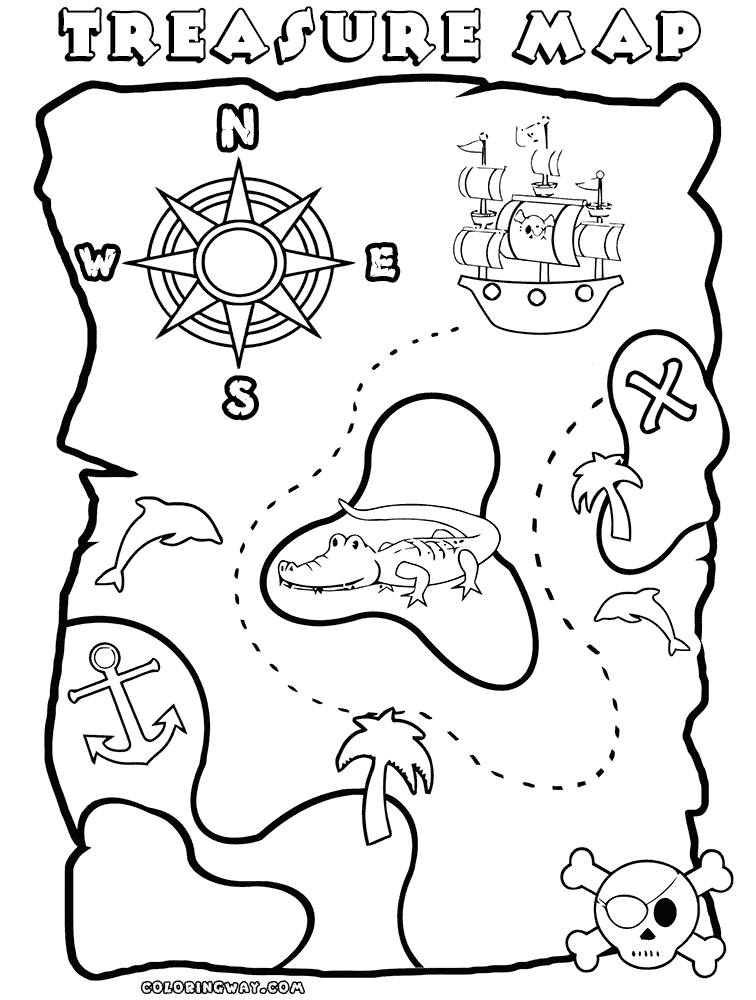 Pirate Map Coloring Page Clip Art Library
