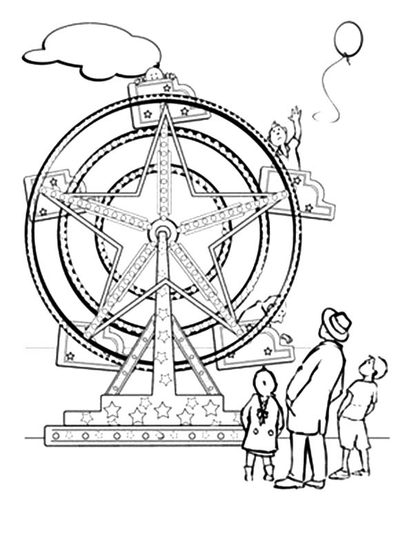 Carnival, Carnival Ferris Wheel Coloring Page