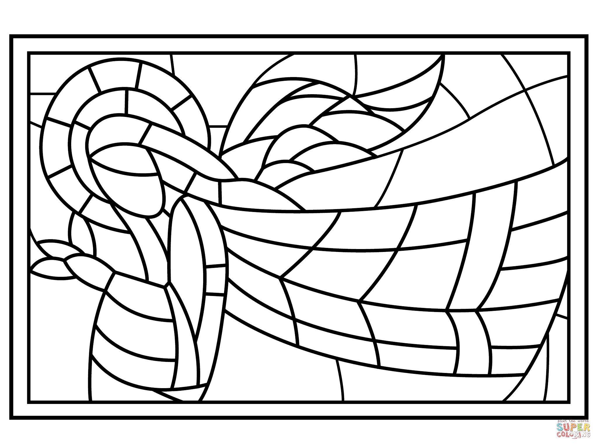 Cross Stained Glass Window coloring page | Free Printable Coloring