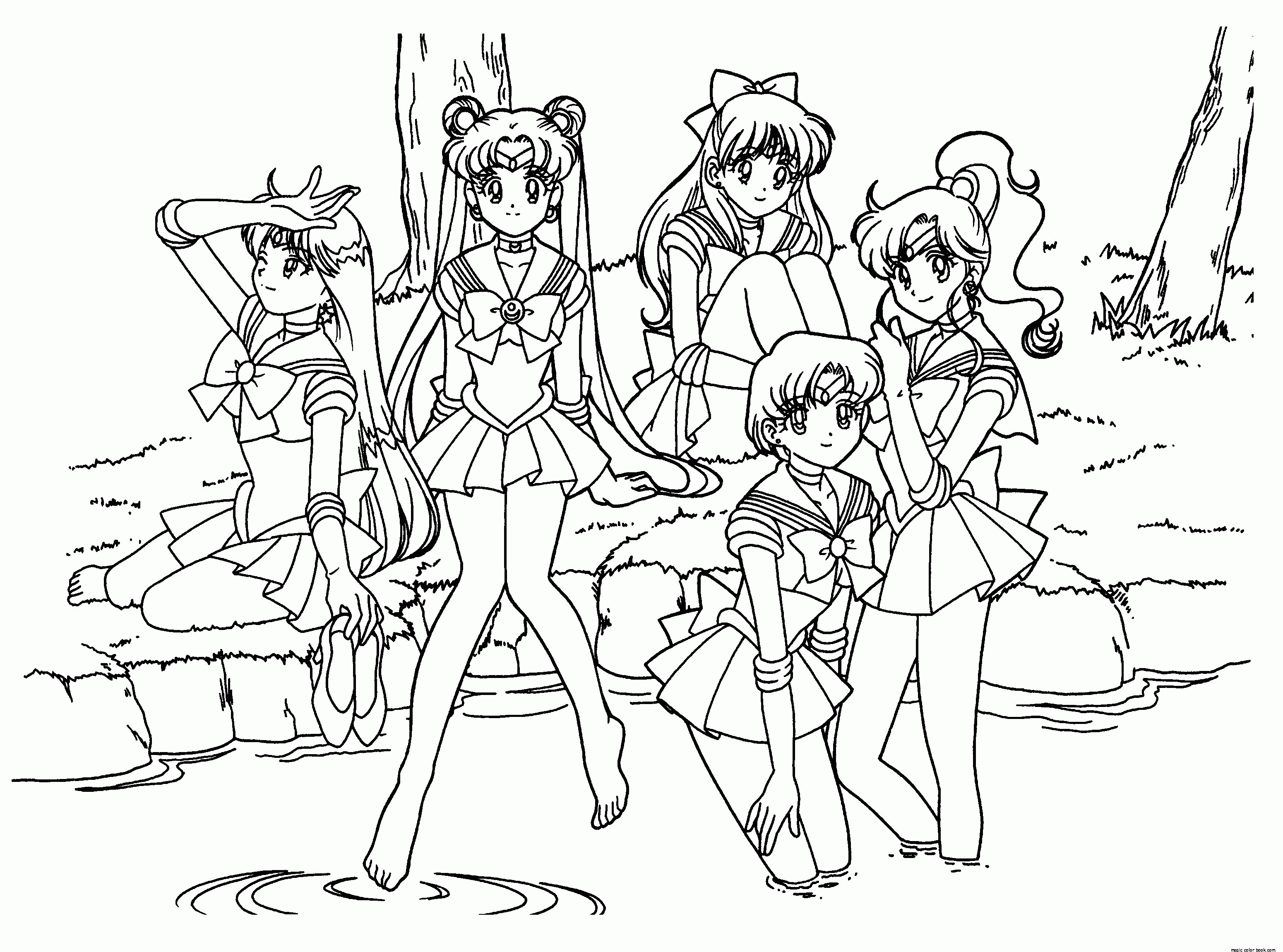 sailor moon group coloring pages   Clip Art Library