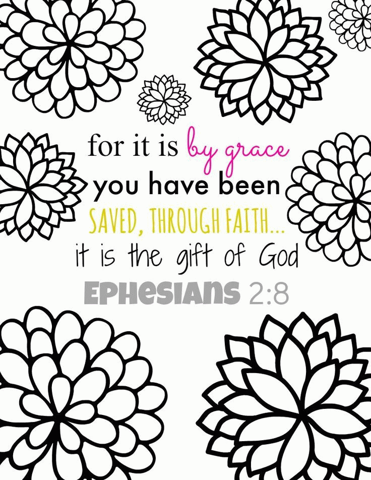 For It Is By Grace Bible Verse Coloring Page  Printables