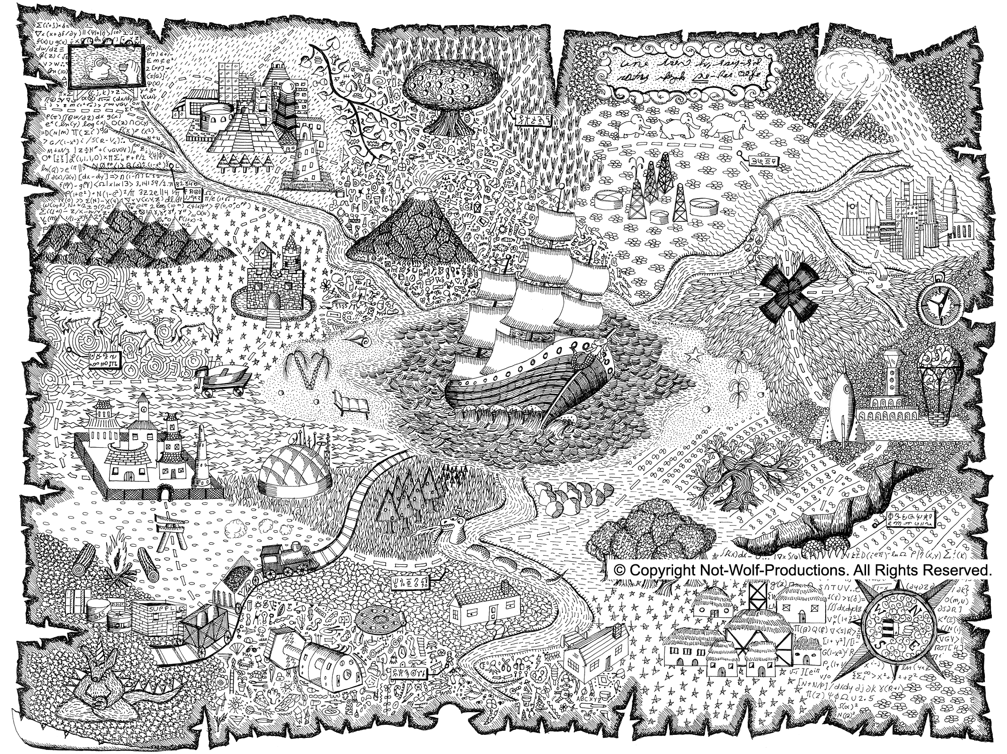 Childrens Treasure Map Coloring Page