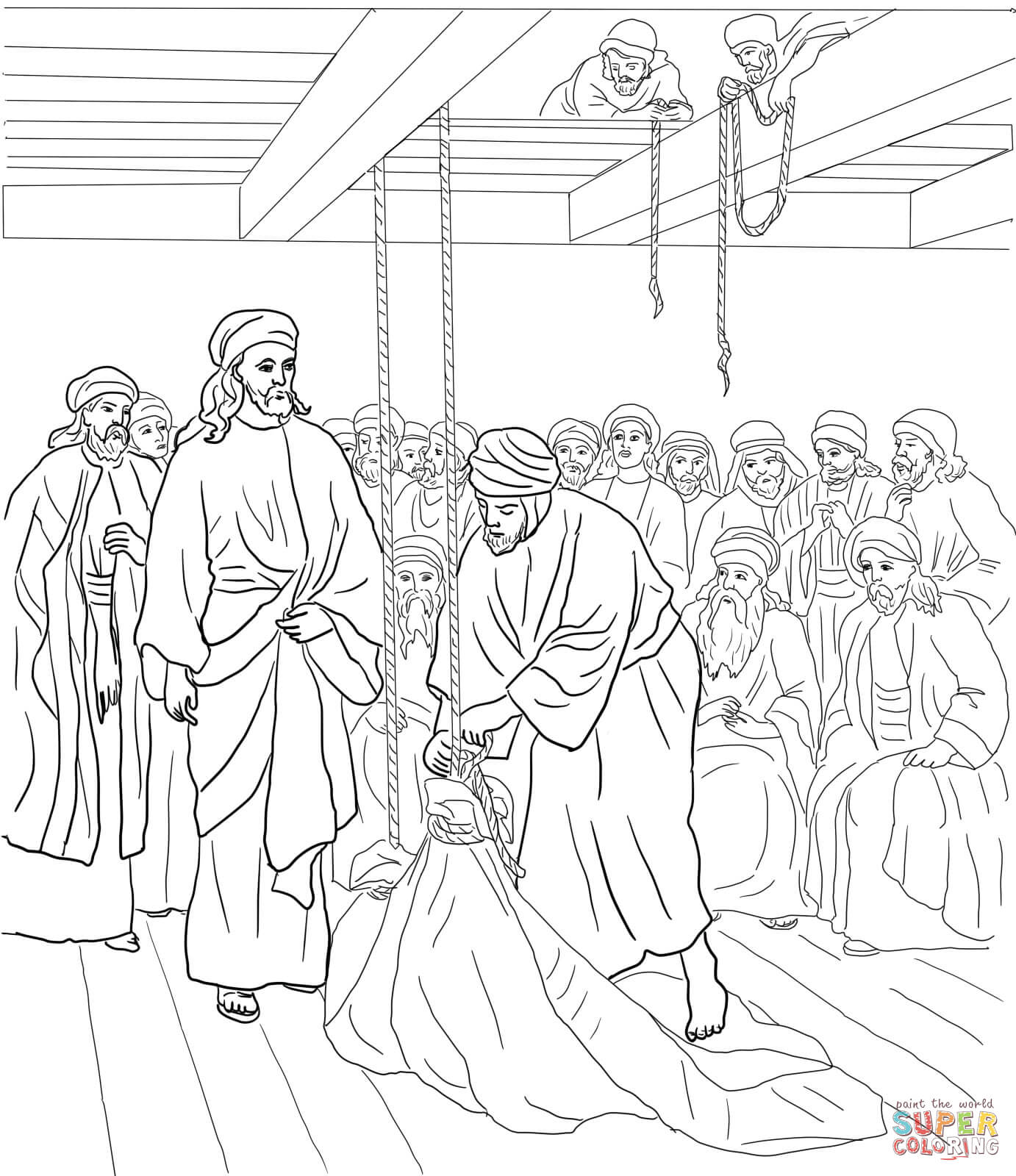 Jesus Heals the Paralyzed Man coloring page | Free Printable