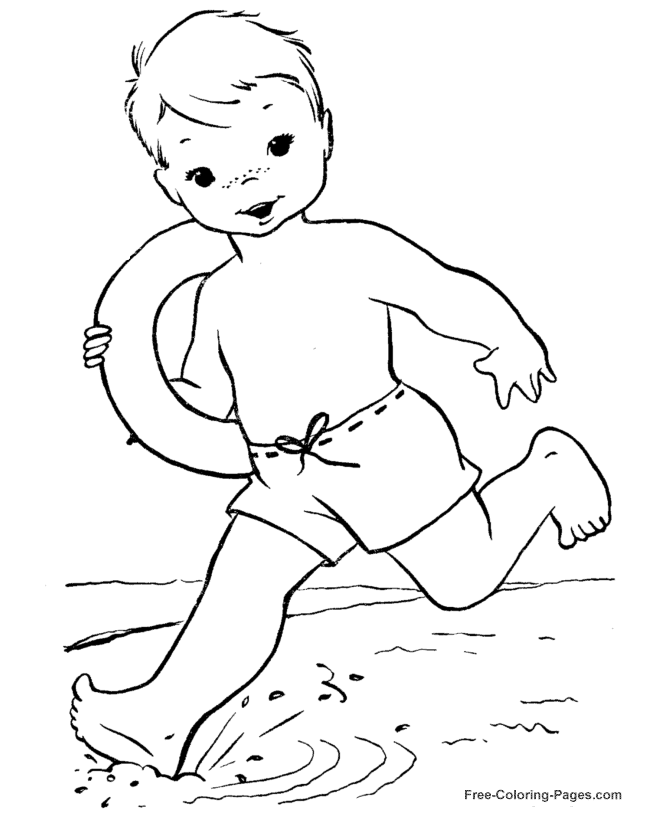 Summer Coloring Book Pages - Beach