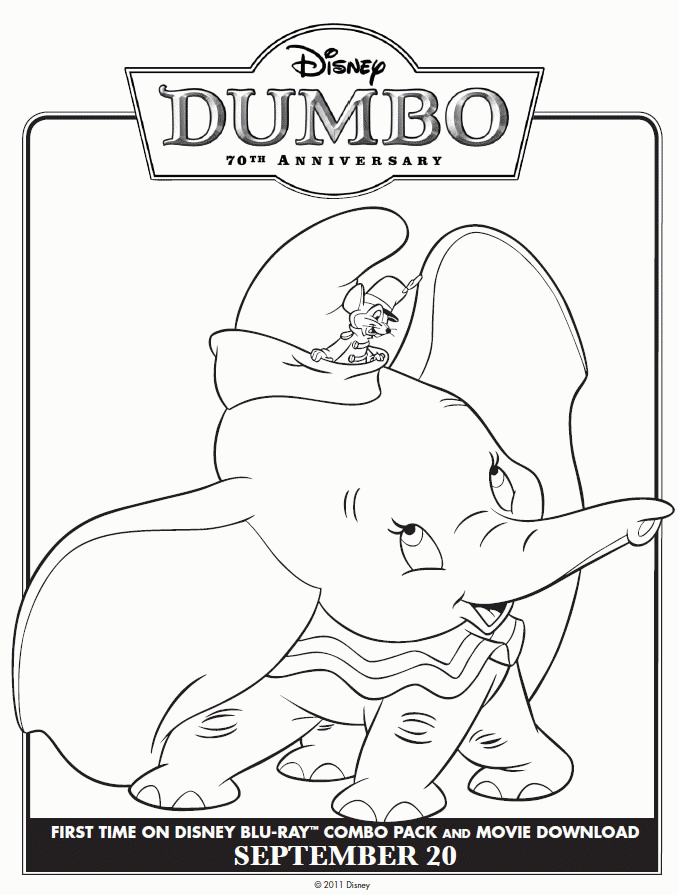 Classic Dumbo coloring page : Printables for Kids 