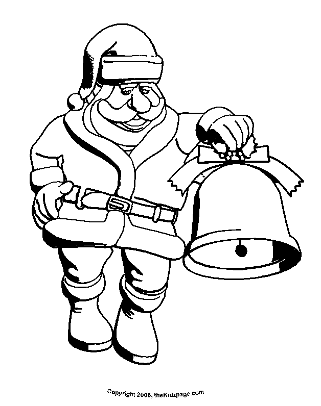 Santa Claus and Bell Free| Coloring Pages for Kids 