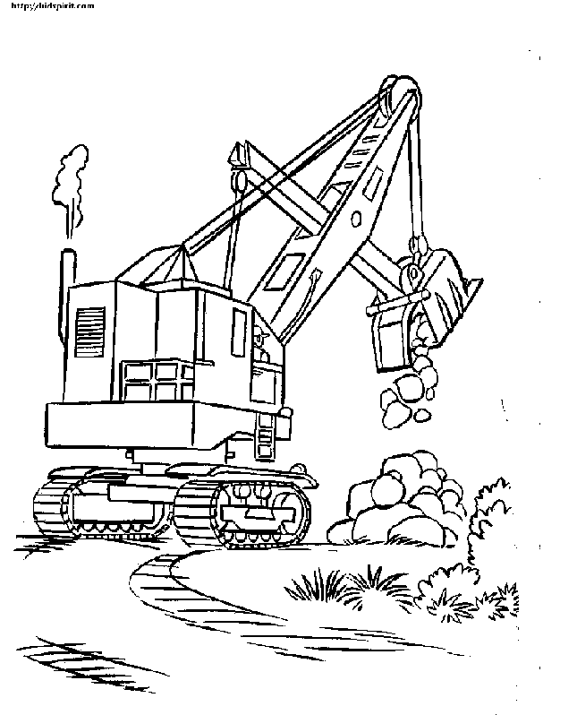 Rock Crane Construction Coloring Page Picture