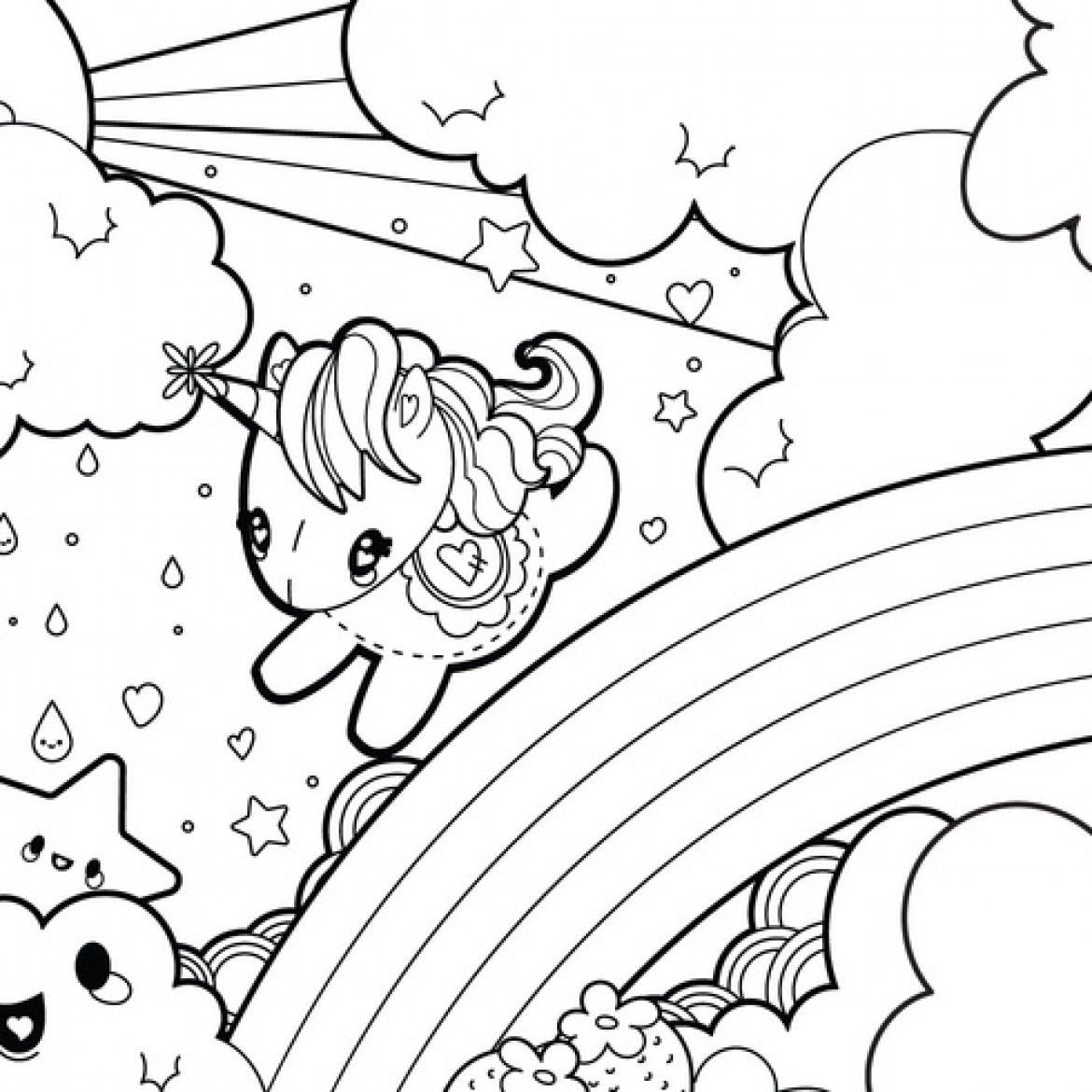 Printable Unicorn Rainbow Coloring Pages Clip Art Library