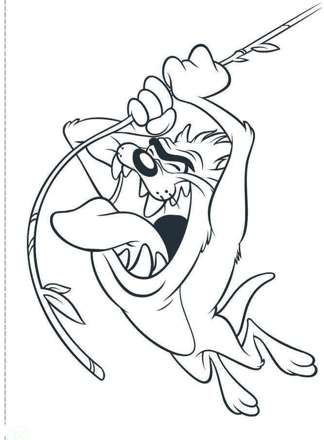 Tasmanian Devil Swing Coloring Pages - Looney Tunes cartoon