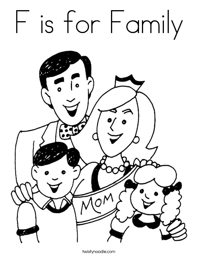 F is for Family Coloring Page 