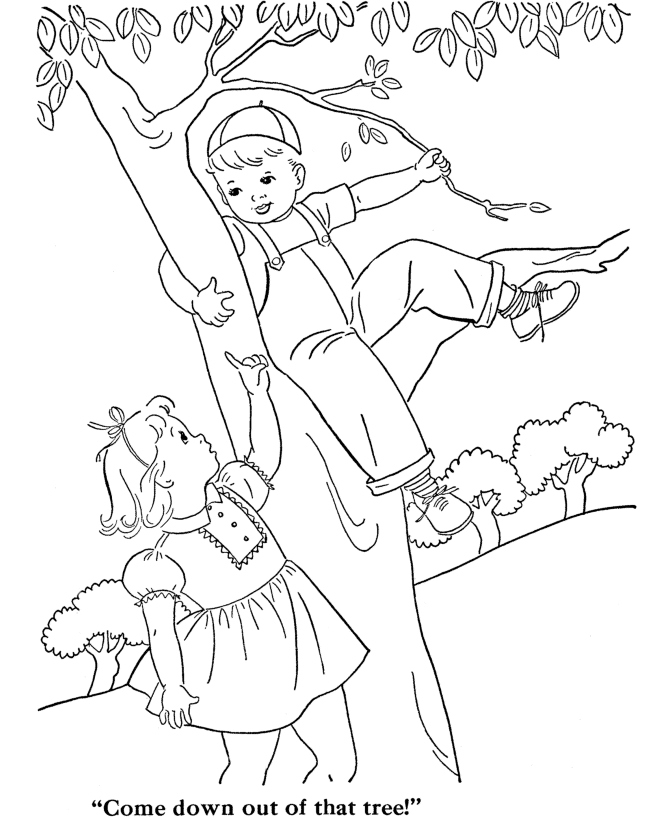 BlueBonkers: Girl Coloring Pages - Girl helping tree boy| free printable