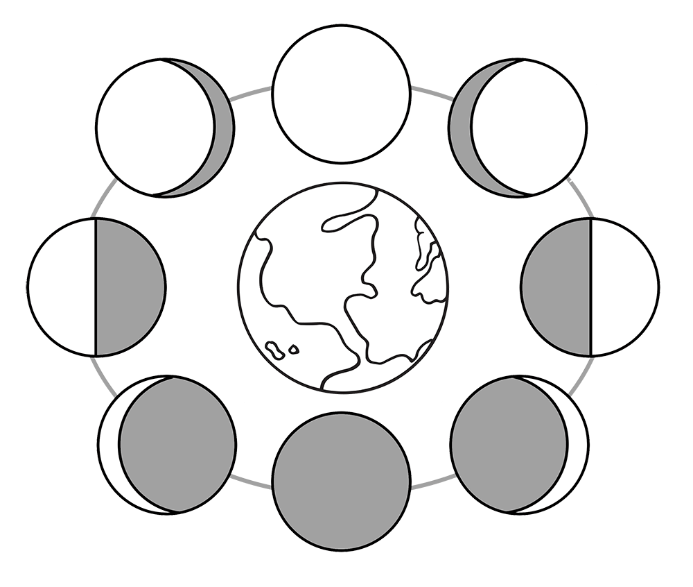 Phases Moon Coloring Page