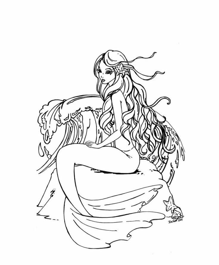 Mermaid For Adults | Coloring Pages for Kids and for Adults